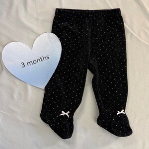 Velour 3M Black Polka Dot Baby Footed Pants